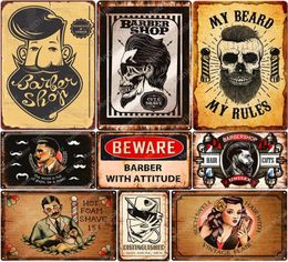 2021 Barber Shop Wall Poster Hair Cut Vintage Metal Tin Signs Bar Pub Home Decor My Beard My Rules Wall Plates Shave Metal Si268T7371907