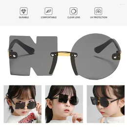 Sunglasses Fashion Round Glasses Children Letter No Shaped Eyeglasses Baby Boy Gradient Lens Shades Cutting Girls Ri H8e6