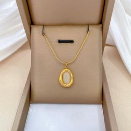 Pendant Necklaces Fashion Stainless Steel Water Drop White Opal Necklace For Women Luxury Gold Plated Jewellery