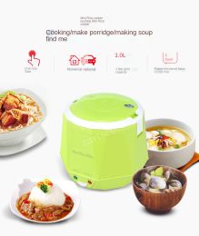 Mini Rice Cooker 1.3L Electric Heating Lunch Box Portable Thermostat Food Steamer Multi Electric Cooker For Car Truck 12/24V