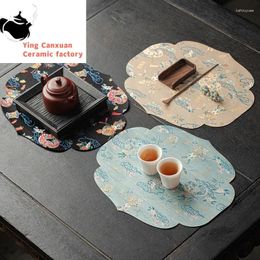 Tea Napkins Chinese Zen Zodiac Dragon Dry Pour Mat Jacquard Brocade Embroidery Table Runner Towel