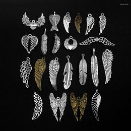 Charms 10pcs/Lot Angel Wing Fairy Winged Heart Pendants For DIY Jewelry Making Findings Supplies Accessories Necklace Keychain