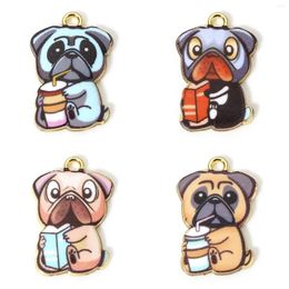 Charms 10 PCs Zinc Based Alloy Dog Animal Enamel Gold Colour Multicolor Pendants For DIY Jewellery Making Finding 22.5mm X 15mm