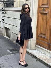 Casual Dresses 2024 Women Elastic Waist Women's Elegant Front Button Black Short Dress Official Store Balloon Sleeves