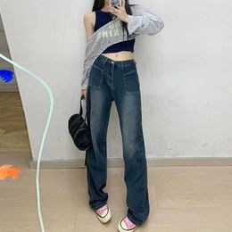 Women's Jeans 2024 Straight Jeans Womens Korean Fashion Street Clothing High Waist Wide Leg Denim Pants Womens Loose Mop Jeans Trouser Y2K Q240523