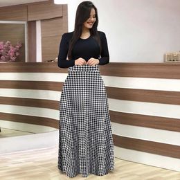 Basic Casual Dresses Polka polka dot printed long skirt elegant crew neckline long skirt womens clothing Y240524