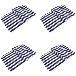 Table Cloth Striped Runner Polyester Decor Tablecloth For Indoor Outdoor Events Family Dinner(Black And White 4 Pieces)