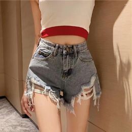 Women's Shorts Y2k Fashion Summer Women High Waist Button Wigh Leg Jeans Casual Female Loose Fit Blue Denim