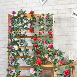 Decorative Flowers YOMDID 220CM Rose Artificial Christmas Garland For Wedding Home Decoration Garden Arch Wall Hanging DIY Fake Plant Vine