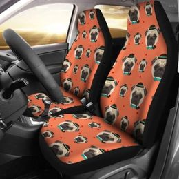 Car Seat Covers Hipster Pug Pack Of 2 Universal Front Protective Cover