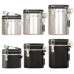Storage Bottles Canister Coffee Container With Co2 Valve Coffeeware Stainless Steel Exhaust Airtight Spoon