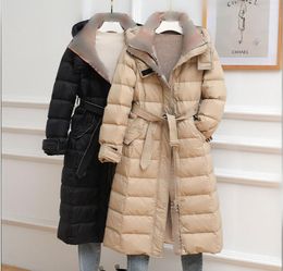Classic Fashion Ladies Luxury Designer Brand Long Over the Knee Down Jacket High Quality 2021 Women039s Slim Waist Puffer Coat 8998034