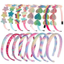 1pc Cute Heart Star Headbands Girls Glitter Rainbow Hairbands Kids Children Party Decoration Hair Accessories L2405