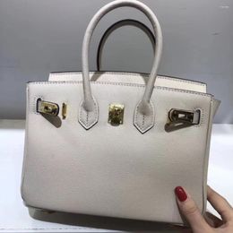 Shoulder Bags 2024 The Style Gold Hardware Genuine Cow Leather Women Handbag One Bag Crossbody 9color 2size