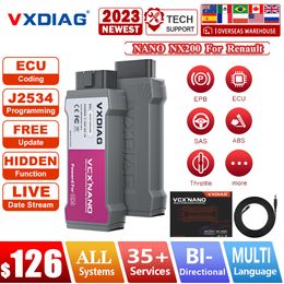 VXDIAG VCX NANO NX200 For Renault Auto All Systems Diagnostic Tool Nano For Renault J2534 ECU Coding/programming OBD2 Scanner