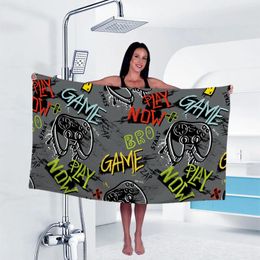 Towel 1 150x80cm Beach Grey Game Controller Bath Thickened Ultra-fine Fibre For Vacation Tourism Camping