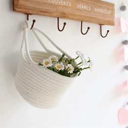Storage Bags Wall Hanging Rope Basket Small Decorative Organizer Bin For Home Living Room Bedroom
