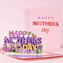 Gift Cards Greeting Cards 3D pop-up greeting cards flowers bouquets Happy Mothers Day greeting cards Mothers Day gifts with envelopes WX5.22