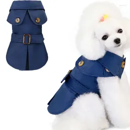 Dog Apparel 3 Colors Pet Clothes Autumn Winter Blue Kahai Army Green Elegant Coat Trench With Belt Decor Plaid Inner Cloth Pets Jacket L