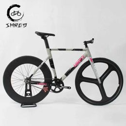 Bikes Fixed gear track bicycle single speed fixed bicycle 700C aluminum frame carbon fork with 48T crank 3-spoke 40/70/90MM wheel set Q240523