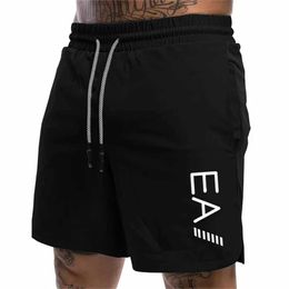 Men's Shorts Mens summer elastic drawstring shorts printed with the letter EA1 fashionable casual sports shorts J240522