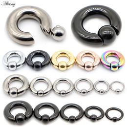 Alisouy 1pc Big Stainless Steel Captive Hoop BCR Eyebrow Tragus Clre Nipple Bar Lips Nose Rings Ear Piercing Body Jewelry 240523