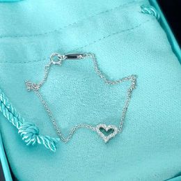 Cute Hollow Heart Bracelet with Stamp Rhinestone Heart Chain Bracelets for Gift Party