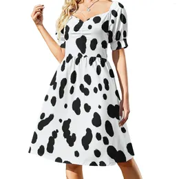 Casual Dresses Dalmatian Print Dress Street Wear Sexy V Neck Vintage Printed Big Size 4XL 5XL