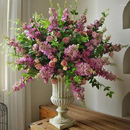 Decorative Flowers Long Branch Delphinium Artificial Beautiful Hyacinth Purple Silk Fake Flower Wedding Home Garden DIY Decor Floral Supply