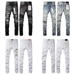 Herren lila Jeans Designer Jeans Mode Distressed Ripped Bikers Damen Denim Fracht für Männer schwarze Hosen