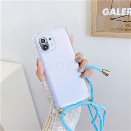 Crossbody Strap Cord Rope Chain Phone Case For Redmi Note 11 10 9 Pro Max 9S 8T 9T 9A 9C Necklace Lanyard Carry Hang Clear Cover
