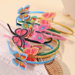 Hair Accessories Hair Accessories 4 fashionable butterfly headbands suitable for girls gorgeous and colorful childrens hair rings cute dressing headwear WX5.22
