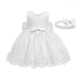 Girl Dresses Baby Girls Dress Christening Gown Big Bow Lace Mesh Little Princess Christmas Birthday Party Performance Costume Kids Clothes