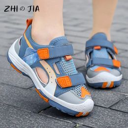 Summer Childrens Treasure Head Sandals Hollow Breathable Casual Shoes Outdoor Mountain Tourism Lightweight Anti slip Sports Shoes 240514