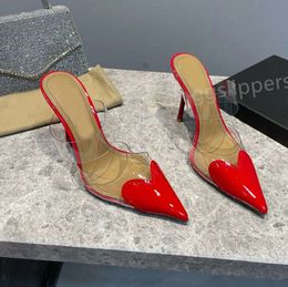 Сердце, мулы, дизайнерские мулы Sildes Women Sandals Высокие каблуки каблуки патентная телячья кожа.