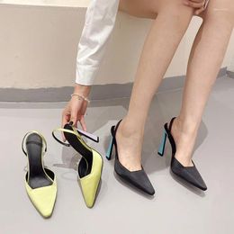 Casual Shoes Pointed Heel Sandals Slip-on Loafers Summer Women's Large Size Female Shoe All-Match Elastic Band Big Girls Clear Comfort
