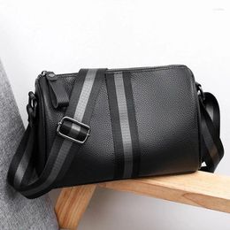 Bag Men's Leather 2024 Fashion Shoulder Large Capacity Wide Strap Crossbody First Layer Cowhide Small Square