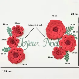 Decorative Flowers Paper Merry Christmas Set Home Decor Party Backdrop Xmas Joyeux Noel Flores Feliz Navidad Red Flower