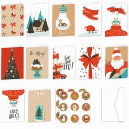 Gift Cards Greeting Cards 26pcs/1 set of Christmas Merry Folding greeting cards with envelopes Navidad New Year greeting WX5.2275