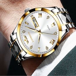 Casual Simple Quartz Mens Watches Complete Calendar High Definition Luminous Diamond Dial Stainless Steel Wearproof Watch Available a V 219v