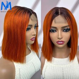 Synthetic Wigs 2x6 lace closure straight Bob virgin hair wig 180% density T4/30 human hair wig pre shedding Brazilian virgin hair wig Q240523