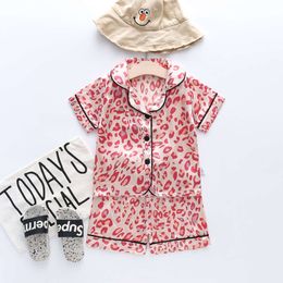 Short Sleeve Child Blouse Tops+Shorts Sleepwear Pamas Kids Clothes Baby Pama Sets Boys Girls Cartoon Deer Print Outfits Set L2405