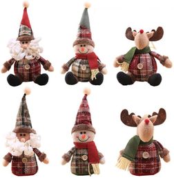 Christmas Tree Hanging Pendant Ornament Cartoon Doll Snowflake Plaid Dolls Xmas Decoration Xmases Ornaments Gift HH925089121550