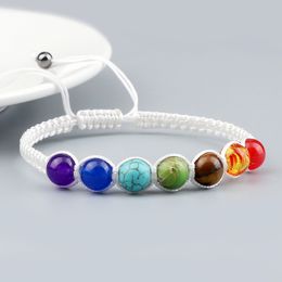 7 Chakra Healing Yoga Reiki Prayer Beaded Bracelet Natural Stones Balance Beads Braided Adjustable Bangle Jewellery Gift For Women
