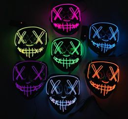 LED Light Cosplay Mask Halloween Frightening EL Light Up Luminous Glow Masks for Festival Dance Parties Costume7812388