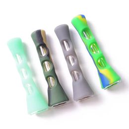 Portable Horn-shape Silicone Pipes Colourful Camouflage Glass Smoking Length 3.3 Inch Home Office Cigarette Accessories