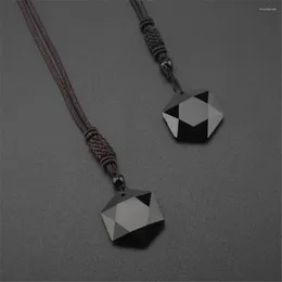 Pendant Necklaces Black Obsidian Hexagram Star Necklace Lucky Hexagon Stone Quartz Amulet DIY Men Crystal Jewellery