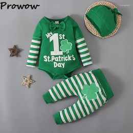 Clothing Sets Prowow My First St.Patricks Day Outfits Baby Boy Clothes Gentleman Necktie Romper Shamrock Pants Irland Festival Costume