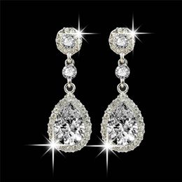 Shining Fashion Crystals Studs Earrings Dangles Silver Rhinestones Long Drop Earring for Women Iced Out Bridal Jewellery 5 Colours Luxury 271C