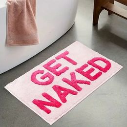 Pink Get Naked Rectangle Tufted Rug Flocking Plush Floor Mat Living Room Non-Slip Carpet Bathroom Rug Cute Individual Aesthetic 240516